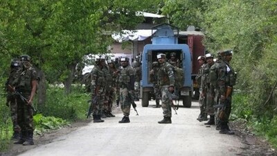 Soldiers during a cordon and search operation against terrorists in Shopian district Soldiers during a cordon and search operation against terrorists in Shopian district