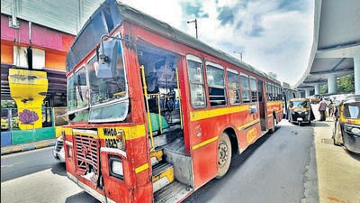 Thane, India - October,10, 2023: 17 old buses to be scrapped by December, rest to be destroyed in next two years. Over 300 new e-buses to be added to the fleet of TMT buses to primarily run on 24 main routes ,in Thane, in Mumbai, India, on, Tuesday, October , 10, 2023. ( Praful Gangurde / HT Photo ) Thane, India - October,10, 2023: 17 old buses to be scrapped by December, rest to be destroyed in next two years. Over 300 new e-buses to be added to the fleet of TMT buses to primarily run on 24 main routes ,in Thane, in Mumbai, India, on, Tuesday, October , 10, 2023. ( Praful Gangurde / HT Photo )