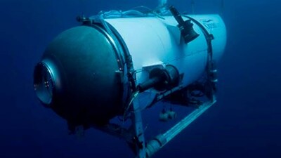 This undated image provided by OceanGate Expeditions in June 2021 shows the company's Titan submersible. (AP) This undated image provided by OceanGate Expeditions in June 2021 shows the company's Titan submersible. (AP)