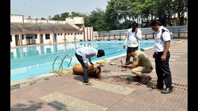 While police- and fire brigade- officials immediately rushed to the spot, a majority of the swimmers had already started facing breathing difficulties. (HT PHOTO) While police- and fire brigade- officials immediately rushed to the spot, a majority of the swimmers had already started facing breathing difficulties. (HT PHOTO)