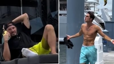 The clip shows a shirtless man scolding a yacht driver, alleging that he showboated to impress women (theeuropeankid/TikTok) The clip shows a shirtless man scolding a yacht driver, alleging that he showboated to impress women (theeuropeankid/TikTok)