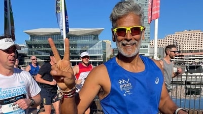 Milind Soman attended the Sydney Marathon as an ambassador Milind Soman attended the Sydney Marathon as an ambassador