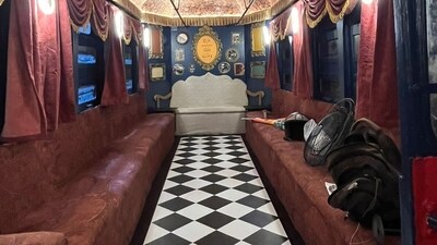 Inside the bogie, the makeover includes Puja decor with cane installations, Alpona art, and a museum-style visual narrative. (ANI) Inside the bogie, the makeover includes Puja decor with cane installations, Alpona art, and a museum-style visual narrative. (ANI)