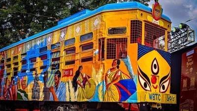 The second bogie transports passengers to a heritage location in Kolkata, reflecting the city's luxurious charm. Its exteriors are designed to showcase West Bengal's culture and landmarks, incorporating augmented reality elements. (ANI) The second bogie transports passengers to a heritage location in Kolkata, reflecting the city's luxurious charm. Its exteriors are designed to showcase West Bengal's culture and landmarks, incorporating augmented reality elements. (ANI)
