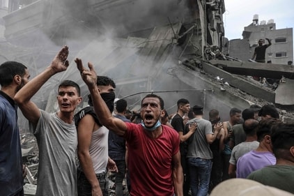 Palestinians search for survivors after an Israeli airstrike on buildings in the refugee camp of Jabalia in the Gaza Strip on October 9, (AFP) Palestinians search for survivors after an Israeli airstrike on buildings in the refugee camp of Jabalia in the Gaza Strip on October 9, (AFP)