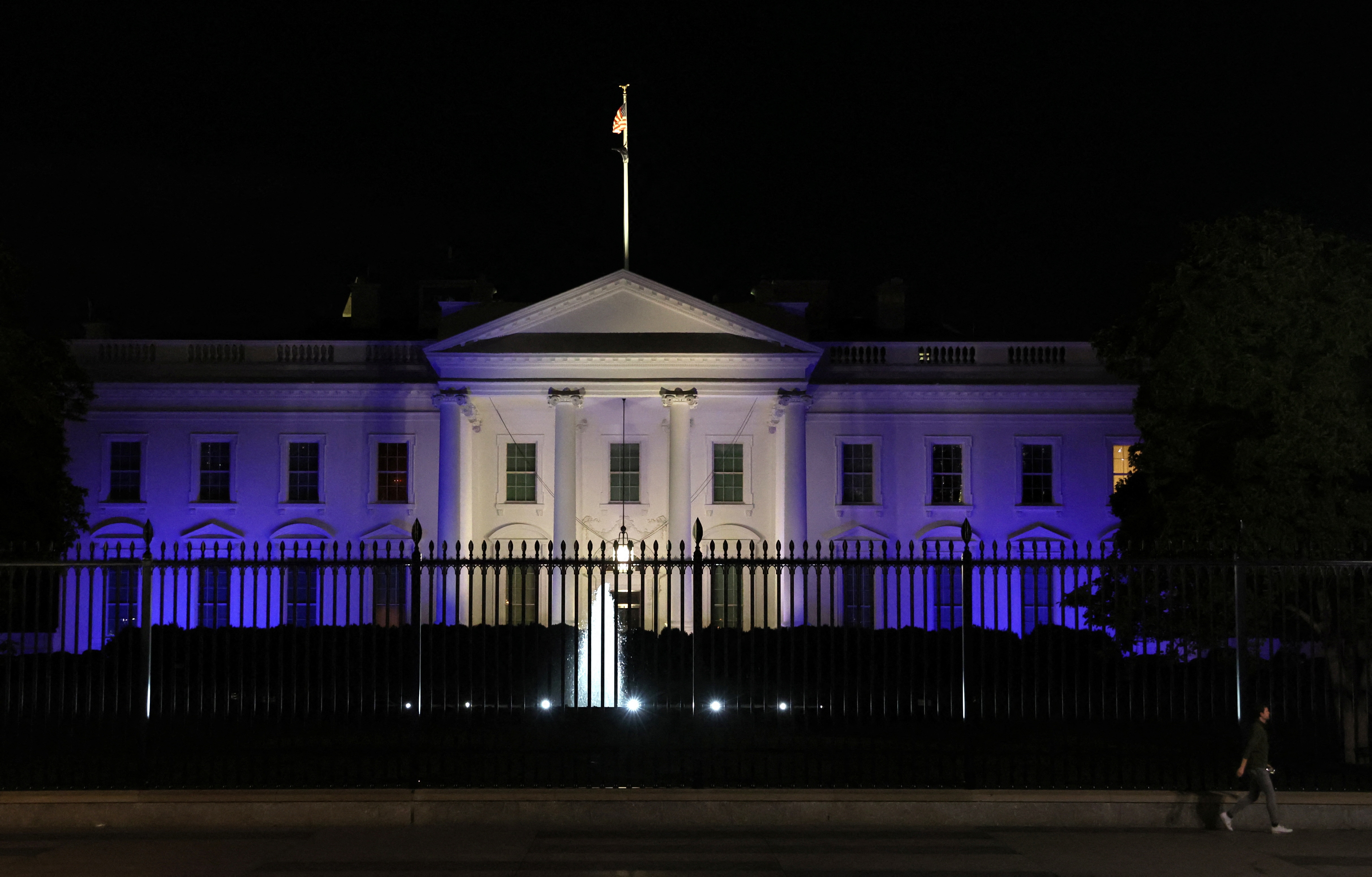 The White House is lit with the colors of the Israeli flag in Washington, U.S. (REUTERS)