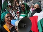 Members of the Palestine Solidarity Campaign protest outside the Israeli consular office in Cape Town, South Africa October 11, 2023. REUTERS/Nic Bothma