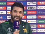 Mohammad Rizwan during post-match presentation Mohammad Rizwan during post-match presentation