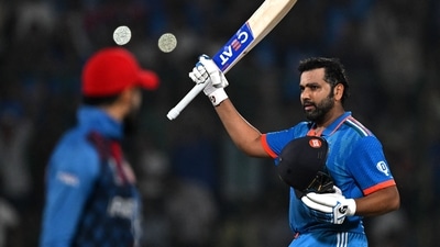 Rohit Sharma came out swinging. He raced past his half century in 30 balls Rohit ended up racing past his century in 63 balls, which shattered the record for fastest century by an Indian in the World Cup. (AFP) Rohit Sharma came out swinging. He raced past his half century in 30 balls Rohit ended up racing past his century in 63 balls, which shattered the record for fastest century by an Indian in the World Cup. (AFP)