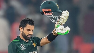 Pakistan's Mohammad Rizwan celebrates after winning the 2023 ICC Men's Cricket World Cup match vs Sri Lanka (AFP) Pakistan's Mohammad Rizwan celebrates after winning the 2023 ICC Men's Cricket World Cup match vs Sri Lanka (AFP)