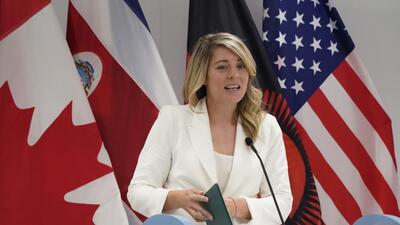 Canadian Minister of Foreign Affairs Melanie Joly speaks at the High-Level Dialogue on the Declaration Against Arbitrary Detention in State-to-State Relations, in New York, Wednesday, Sept. 20, 2023, on the sidelines of the 78th United Nations General Assembly. (AP) Canadian Minister of Foreign Affairs Melanie Joly speaks at the High-Level Dialogue on the Declaration Against Arbitrary Detention in State-to-State Relations, in New York, Wednesday, Sept. 20, 2023, on the sidelines of the 78th United Nations General Assembly. (AP)