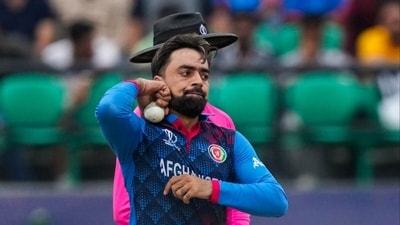 Rashid Khan in action during Afghanistan's 2023 World Cup opener vs Bangladesh (PTI) Rashid Khan in action during Afghanistan's 2023 World Cup opener vs Bangladesh (PTI)