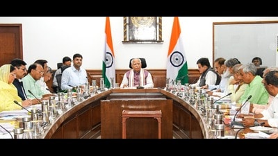 Haryana chief minister Manohar Lal Khattar during a cabinet meeting on Wednesday. (Sourced) Haryana chief minister Manohar Lal Khattar during a cabinet meeting on Wednesday. (Sourced)