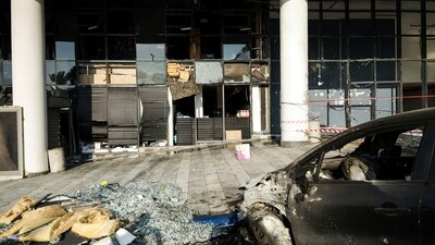 Aftermath of a scene where a rocket that was launched from the Gaza Strip into Israel landed in Ashkelon, southern Israel on Wednesday. (Reuters)