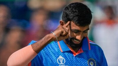 India's Jasprit Bumrah celebrates the wicket of Afghanistan batter Ibrahim Zadran (PTI)