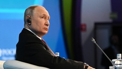 Russia-Ukraine War: Russian President Vladimir Putin attends the plenary session at the 2023 Russian Energy Week international forum. (Reuters)