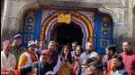 Mukesh Ambani at Kedarnath temple on Thursday. (HT Photo)