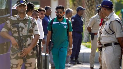 Pakistan Cricket team captain Babar Azam arrives at the airport ahead of the ICC Cricket World Cup 2023 match against India (ANI) Pakistan Cricket team captain Babar Azam arrives at the airport ahead of the ICC Cricket World Cup 2023 match against India (ANI)