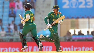 South Africa's skipper Temba Bavuma and Quinton de Kock run between the wickets during the ICC Men's Cricket World Cup 2023 match against Australia. (ANI ) South Africa's skipper Temba Bavuma and Quinton de Kock run between the wickets during the ICC Men's Cricket World Cup 2023 match against Australia. (ANI )