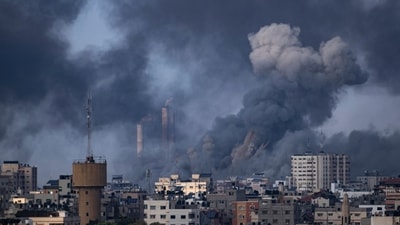 Smoke rises following an Israeli airstrike in Gaza City, Wednesday, Oct. 11, 2023. as Israeli warplanes pummel Gaza to avenge the Hamas attack, (AP) Smoke rises following an Israeli airstrike in Gaza City, Wednesday, Oct. 11, 2023. as Israeli warplanes pummel Gaza to avenge the Hamas attack, (AP)