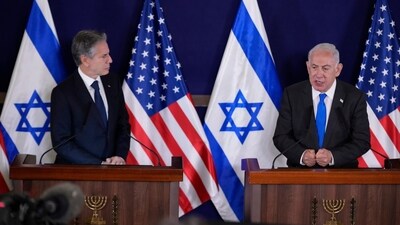 U.S. Secretary of State Antony Blinken, left, and Israel's Prime Minister Benjamin Netanyahu make statements to the media. (AP) U.S. Secretary of State Antony Blinken, left, and Israel's Prime Minister Benjamin Netanyahu make statements to the media. (AP)