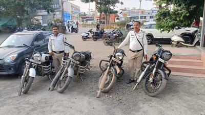Lonikand assistant police inspector Jayant Patil said that the bikers had modified the silencers and disturbed peace in the area. (HT PHOTO)