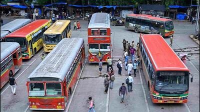 New Delhi: A red non-AC double-decker bus of Brihanmumbai Electricity Supply and Transport (BEST), parked at a depot, in Mumbai, Friday, Sept. 15, 2023. The iconic buses, which have been an integral part of the city's public transport system for more than eight decades, will go off the streets from Friday. (PTI Photo)(PTI09_15_2023_000234A) (PTI)
