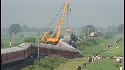 The train was one hour 40 minutes behind the schedule when the coaches derailed. (HT PHOTO) The train was one hour 40 minutes behind the schedule when the coaches derailed. (HT PHOTO)