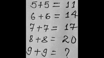 Brain Teaser: Can you find out the sum of two nines? (X/@Art0fThinking) Brain Teaser: Can you find out the sum of two nines? (X/@Art0fThinking)