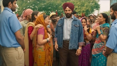 Akshay Kumar in a still from Mission Raniganj. Akshay Kumar in a still from Mission Raniganj.