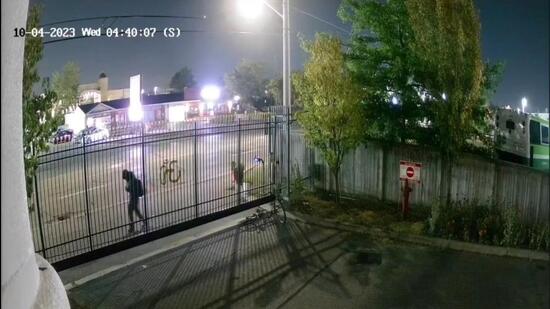 A CCTV grab of the suspect entering the Hindu Heritage Centre in Mississauga on October 4. (Source: Hindu Heritage Centre)