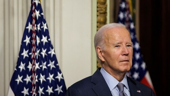 US President Joe Biden during a roundtable discussion with Jewish community leaders in the�Indian Treaty Room of the White House in Washington, DC, US, on Wednesday, Oct. 11, 2023. Photographer: Samuel Corum/Sipa/Bloomberg (Bloomberg)