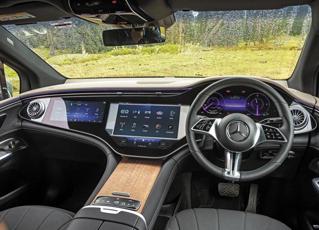 The 56-inch display spans the width of the dashboard, and it is easy to use split screens and multiple apps simultaneously.