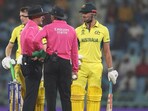 Marnus Labuschagne and Steve Smith talk to the on-field umpires