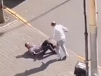 A video circulating on social media appears to show that the man was stabbed with a knife. A video circulating on social media appears to show that the man was stabbed with a knife.