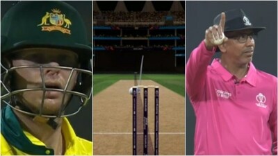 Steve Smith was given out LBW during the WC 2023 match vs SA (ICC) Steve Smith was given out LBW during the WC 2023 match vs SA (ICC)