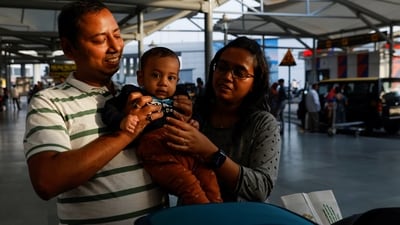 "As I said yesterday, the Embassy of India in Tel Aviv has been working continuously to ensure the safety and welfare of all our Indian citizens in Israel. Yesterday, the external affairs minister announced Operation Ajay to help those Indians who wish to return to India. And today, under Operation Ajay, the first flight is going back to India," he said.&nbsp; (REUTERS)