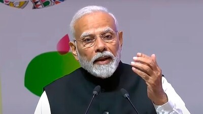 Prime Minister Narendra Modi addresses during the inauguration of the 9th G20 Parliamentary Speakers' Summit (P20), at Yashobhoomi Convention Centre in New Delhi. (PTI) Prime Minister Narendra Modi addresses during the inauguration of the 9th G20 Parliamentary Speakers' Summit (P20), at Yashobhoomi Convention Centre in New Delhi. (PTI)