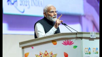 Prime Minister Narendra Modi at the P20 Summit on Friday. (HT Photo) Prime Minister Narendra Modi at the P20 Summit on Friday. (HT Photo)