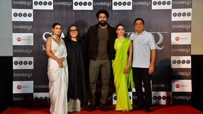 Fatima Sana Sheikh, Vicky Kaushal and Sanya Malhotra also posed with the makers of Sam Bahadur at the teaser launch event in Mumbai on Friday. The film has been directed by Meghna Gulzar and is produced by Ronnie Screwvala’s RSVP Movies, both of whom were seen with the cast at the event. Fatima Sana Sheikh, Vicky Kaushal and Sanya Malhotra also posed with the makers of Sam Bahadur at the teaser launch event in Mumbai on Friday. The film has been directed by Meghna Gulzar and is produced by Ronnie Screwvala’s RSVP Movies, both of whom were seen with the cast at the event. 