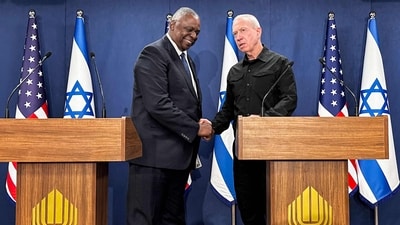 US Secretary of Defense Lloyd Austin (L) shakes hands with Israel's Defence Minister Yoav Gallant (AFP) US Secretary of Defense Lloyd Austin (L) shakes hands with Israel's Defence Minister Yoav Gallant (AFP)