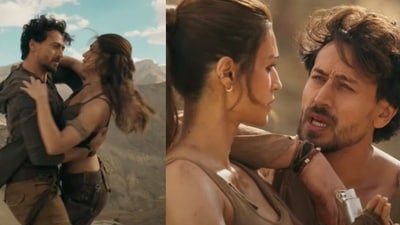 Tiger Shroff and Kriti Sanon in stills from Ganapath: A Hero is Born. Tiger Shroff and Kriti Sanon in stills from Ganapath: A Hero is Born.