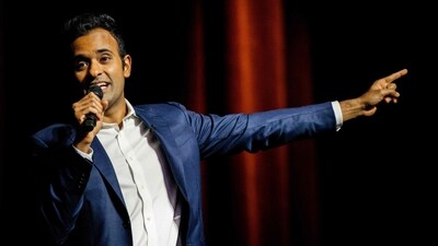 AUSTIN, TEXAS - OCTOBER 12: Republican presidential candidate Vivek Ramaswamy speaks to college students during a campaign rally in the Hogg Memorial Auditorium at the University of Texas at Austin on October 12, 2023 in Austin, Texas. Ramaswamy engaged students with a Q&A, while speaking about his current approach, vision and future direction if he is elected president. (Getty Images via AFP) AUSTIN, TEXAS - OCTOBER 12: Republican presidential candidate Vivek Ramaswamy speaks to college students during a campaign rally in the Hogg Memorial Auditorium at the University of Texas at Austin on October 12, 2023 in Austin, Texas. Ramaswamy engaged students with a Q&A, while speaking about his current approach, vision and future direction if he is elected president. (Getty Images via AFP)