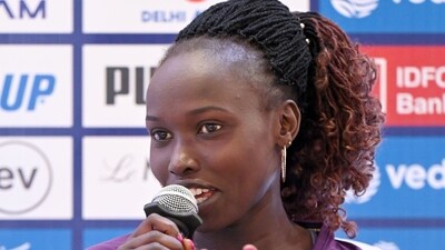 Vivian Cheruiyot (Kenya) during a press conference. (Hindustan Times) Vivian Cheruiyot (Kenya) during a press conference. (Hindustan Times)