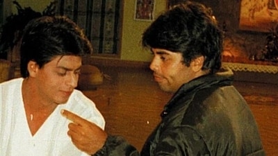 Shah Rukh Khan and Karan Johar on the sets of Kuch Kuch Hota Hai Shah Rukh Khan and Karan Johar on the sets of Kuch Kuch Hota Hai