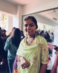 Vidhi Kanojia from LSR opted for a Rajasthani look for the Bahubhashi Day in her college. Vidhi Kanojia from LSR opted for a Rajasthani look for the Bahubhashi Day in her college.