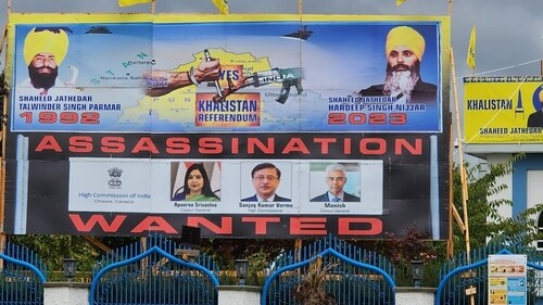 One of the old posters which called for the assassination of the Indian high commission to Canada Sanjay Kumar Verma, and consul generals Manish and Apoorva Srivastava. One of the old posters which called for the assassination of the Indian high commission to Canada Sanjay Kumar Verma, and consul generals Manish and Apoorva Srivastava.