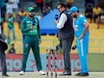 Rohit Sharma and Babar Azam at the toss for the Super Fours match between India and Pakistan in the Asia Cup 2023 Rohit Sharma and Babar Azam at the toss for the Super Fours match between India and Pakistan in the Asia Cup 2023