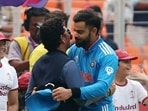 Virat Kohli and Sachin Tendulkar embrace. Virat Kohli and Sachin Tendulkar embrace.