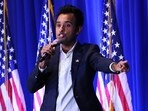 NASHUA, NEW HAMPSHIRE - OCTOBER 13: Republican presidential candidate Vivek Ramaswamy speaks during the 2023 First in the Nation Leadership Summit on October 13, 2023 in Nashua, New Hampshire. Michael M. Santiago/Getty Images/AFP (Photo by Michael M. Santiago / GETTY IMAGES NORTH AMERICA / Getty Images via AFP)